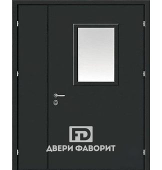 Дверь двустворчатая со стеклом в подъезд с цинкогрунтом