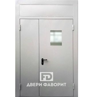 Двустворчатая дверь в квартиру с верхней вставкой и смотровым окно