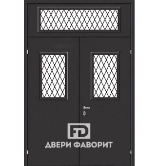 Двустворчатая квартирная дверь с верхней вставкой