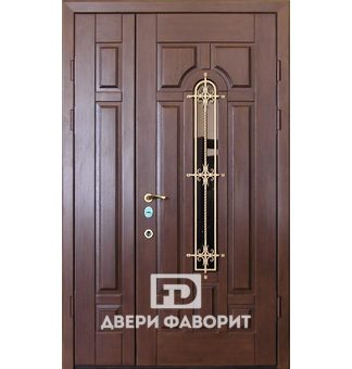 Дверь двустворчатая с зеркалом и ковкой
