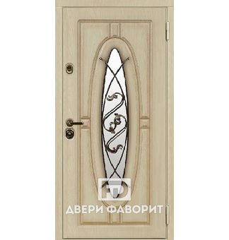 Дверь в загородный дом со стеклом (овал) и ковкой