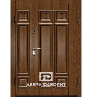 Двустворчатая уличная дверь с филёнчатым МДФ
