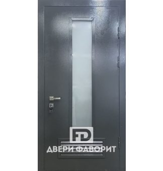 Стальная дверь со стеклом (цинкогрунт)